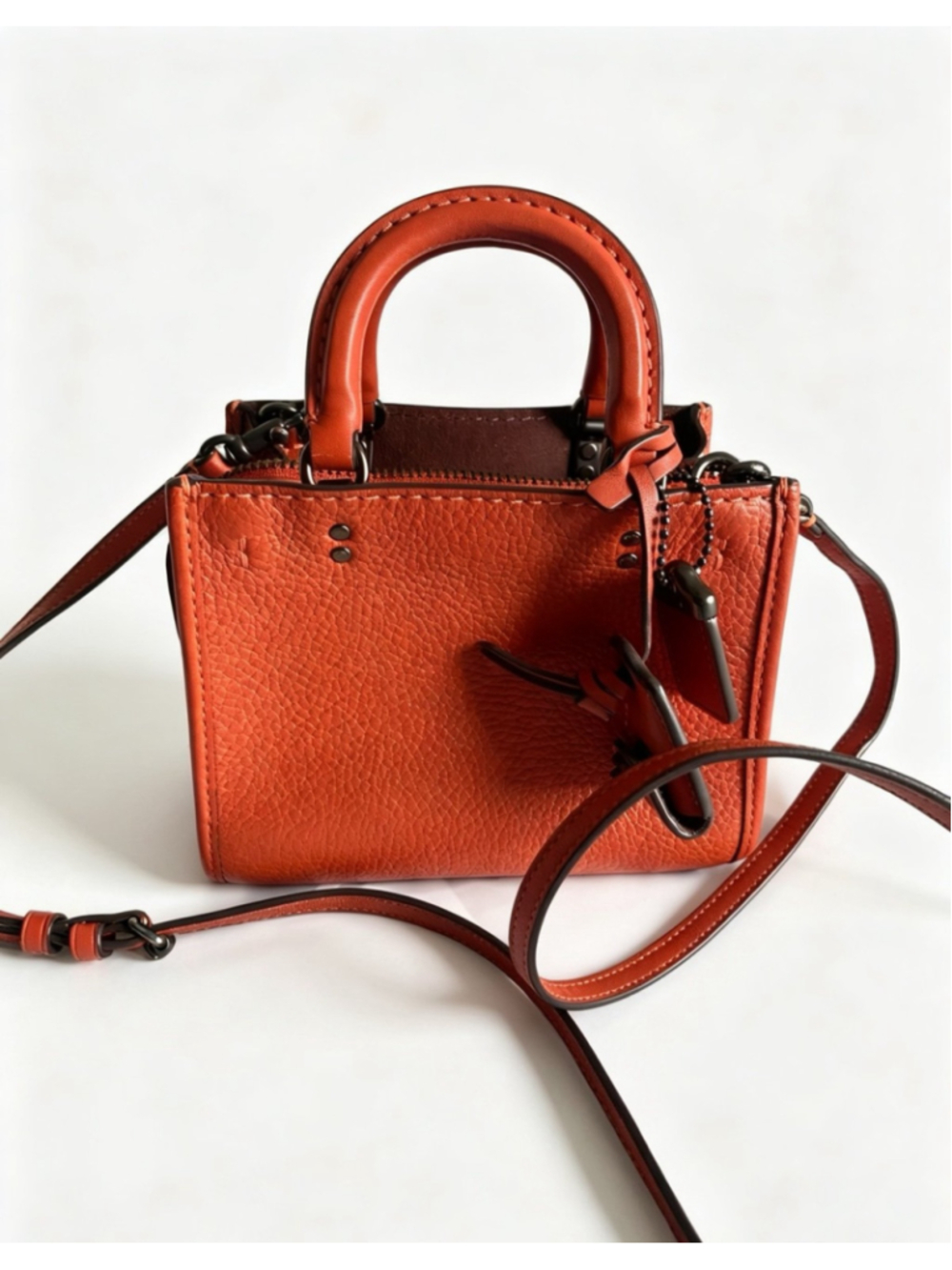 Coach 1941 Rogue 17 Vermillion Red Leather Crossbody Satchel Rare Mini Bag